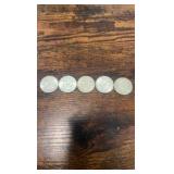 40% silver Kennedy half dollars lot of 5 1965-1969