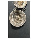 90% silver pendant made of a barber dime, quarter, and half dollar