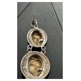 90% silver pendant made of a barber dime, quarter, and half dollar