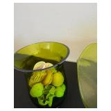 Green Glass Centerpiece Set - 3-Piece Vases with Scalloped Pedestal Bowl