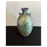 Handmade Ceramic Vase - Multicolor Glaze With Dual Ring Handles