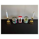 Hallmark Keepsake Box, Snow Globes & Candle Holders - Christmas Decor Set
