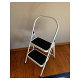2-Step Folding Ladder White Frame with Black Non-Slip Steps