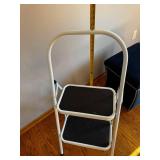 2-Step Folding Ladder White Frame with Black Non-Slip Steps