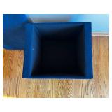 Blue Velvet Storage Ottoman with Nailhead Trim