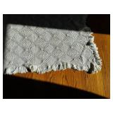 White Diamond Lattice Crochet Rug with Fringe