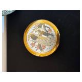 Peacock Motif 3-Piece Plate Set - Made in Egypt - Round Brass Enamel Trays