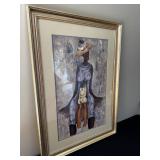 African Mother & Child Artwork - Framed Print in Gold Beaded Frame