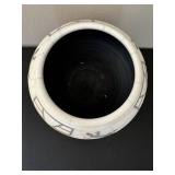 Lizard Motif Vase - Hand-Thrown Ceramic, Crackle White & Red Glaze, 2002 Signed