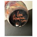 Lizard Motif Vase - Hand-Thrown Ceramic, Crackle White & Red Glaze, 2002 Signed