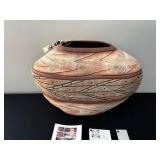 Steven Kaye Ceramic Vase - Handcrafted Pink Crackle Glaze with Leaf Motif