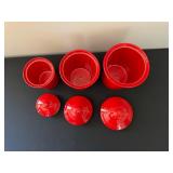 Canister Set - 3-Piece - Red Enamel with Lids