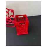 Decor Set - Red Scrollwork Metal - 3 Pieces