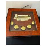 Music Box - Vintage Burl Wood Cylinder with Glass Top & Snow Village Diorama