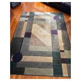 Abstract Geometric Area Rug - Multicolor With Purple Circles