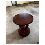 Round Walnut Burl Table - Pedestal with Inlaid Center Star - Dark Cherry Finish