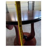 Round Walnut Burl Table - Pedestal with Inlaid Center Star - Dark Cherry Finish