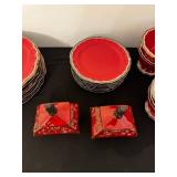 Versailles Redware Dinnerware Set - Scalloped Edge Plates, Bowls, Mugs