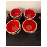 Versailles Redware Dinnerware Set - Scalloped Edge Plates, Bowls, Mugs