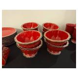 Versailles Redware Dinnerware Set - Scalloped Edge Plates, Bowls, Mugs