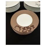 Cremieux Versailles Porcelain Dinnerware Set - Floral Brown Pattern, Mugs & Plates