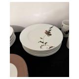 Cremieux Versailles Porcelain Dinnerware Set - Floral Brown Pattern, Mugs & Plates