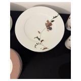 Cremieux Versailles Porcelain Dinnerware Set - Floral Brown Pattern, Mugs & Plates