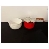 Whirley Pop Popcorn Popper (Red) with White Embossed Bowl