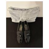 Stuart Weitzman Black Patent Leather Tassel Loafers