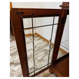 Oak Sideboard Buffet with Glass-Front Cabinets and 4 Drawers