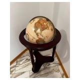World Globe on Dark Mahogany Pedestal Stand - 12-Inch Globe Diameter