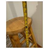 Solid Wood Stool - Round Seat, Natural Finish, 26 in Tall, 12 in Diameter