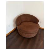 Brown Round Barrel Chair - Plush Microfiber Upholstery Corner Accent