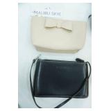 Caniloop Black Fanny Pack; NWT Malibu Skye Vegan Leather Bow Cosmetic Bag; Gold Mesh Clutch Purse w/Tassel and Chain Strap; Small Black Kenneth Cole Reaction Handbag