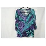 Compliment Size L purple/teal/black print Blouse