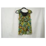 Spence Size L dress tank top, floral/black print