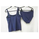 Lands End 2-Piece Tankini Swimsuit. Navy Blue Size 12D top (underwire shelf bra)