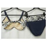 2-Piece Swimsuit. Navy Blue & Print. Underwire top. (no tag-L?)