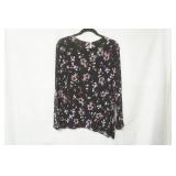 J. Jill Black Floral Blouse Size S