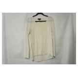 AB Studio Size M Long Sleeve Ivory Knit/Lace Blouse