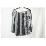 NWT Jennie & Marlis Size L Navy Blue & White Blouse