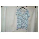 Loft XL blouse. white w/blue floral pattern