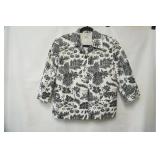Talbots black & white paisley print blazer. Size 12 (yellowing right shoulder area)
