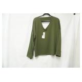 NWT olive green blouse. size M. Three Bird Nest