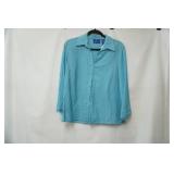 j.h. collectibles size M blue floral print button up blouse