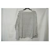 Gap XL white w/black stripes long sleeve scoop neck blouse