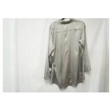 Chicos Size 2 silver long sleeve button up blouse