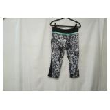 90 degree by Reflex. Size L leggings. Black/white floral print w/teal accents