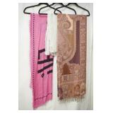 scarves, pink , Maurices white,paisley with fringe