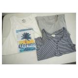 tank top white, grey  3/4 sleeve shirt , blue striped tank top